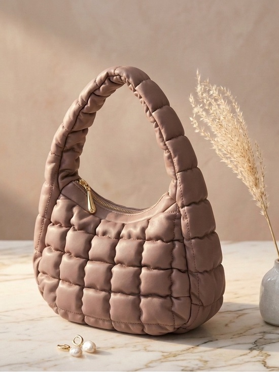 Expressions Nyc Handbags - Hobo Padded Quilted Shoulder Bag